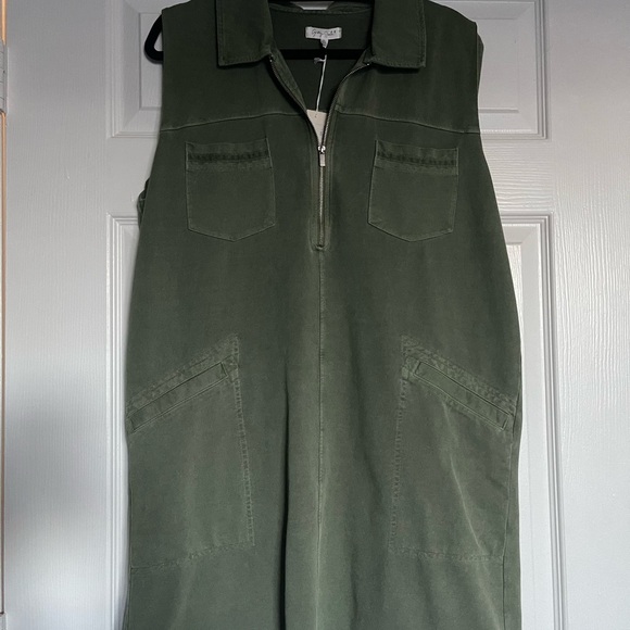 NWT, Grey State Olive Green Utility Dress - Washed Irvine Dress - Picture 2 of 9